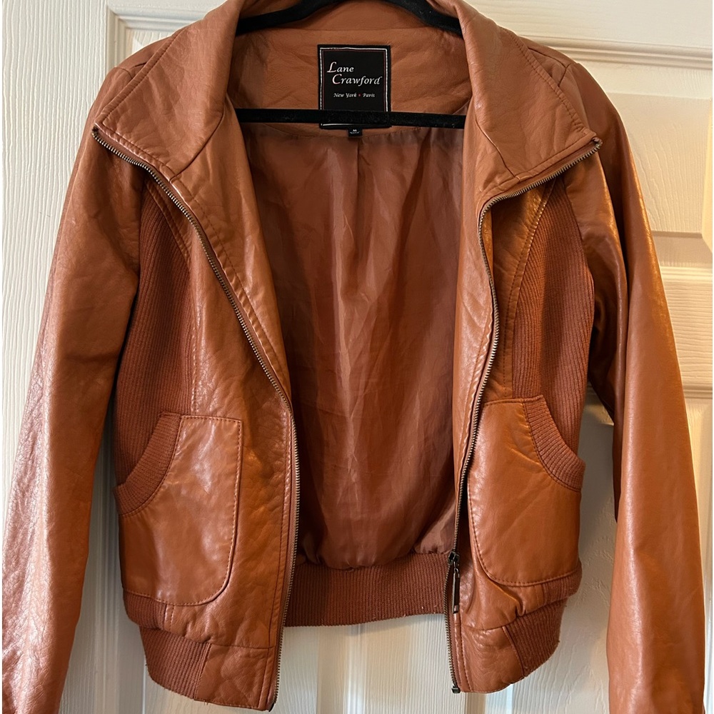 Lane Crawford leather and sweater bomber jacket